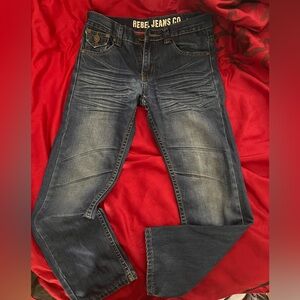 Rebel Jeans Boys’ Dark Wash Denim Adjustable Waist Whiskering